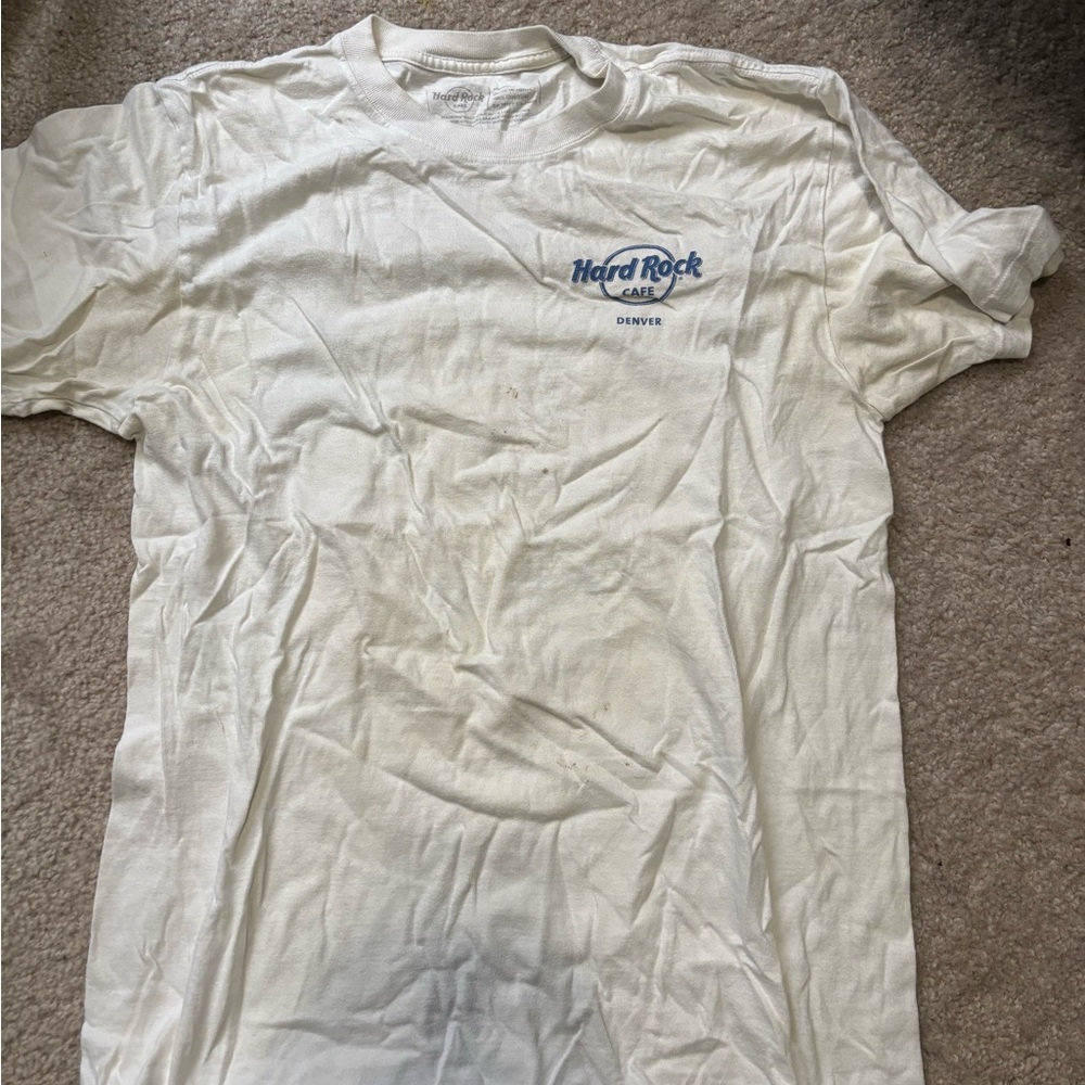 Hard Rock Cafe Cream Tee with Blue Logo